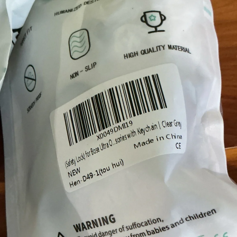 Transparent grey (safety lock) for Bose Ultra O with keychain Headset Case
